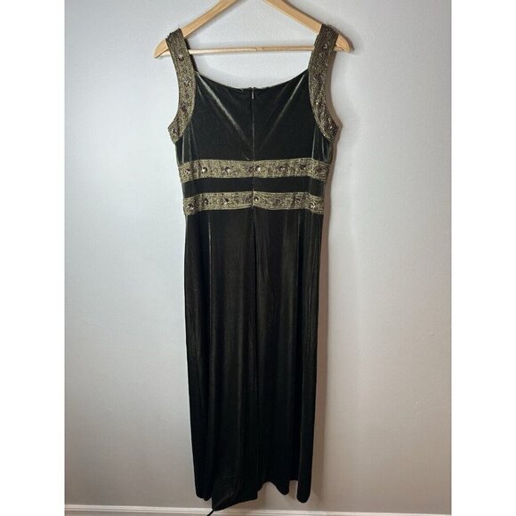 Vtg Talbots 90s Y2K Silk Velvet Beaded Maxi Dress Fairy Whimsigoth Prom 10 - Picture 6 of 11